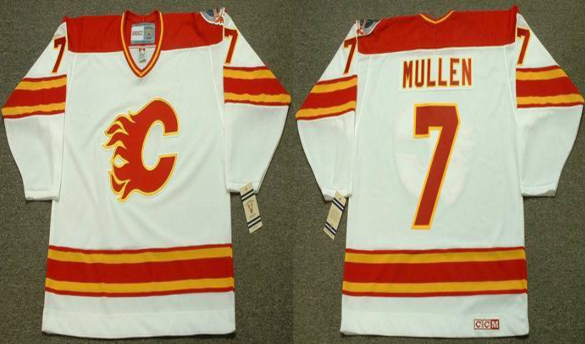 2019 Men Calgary Flames 7 Mullen white CCM NHL jerseys